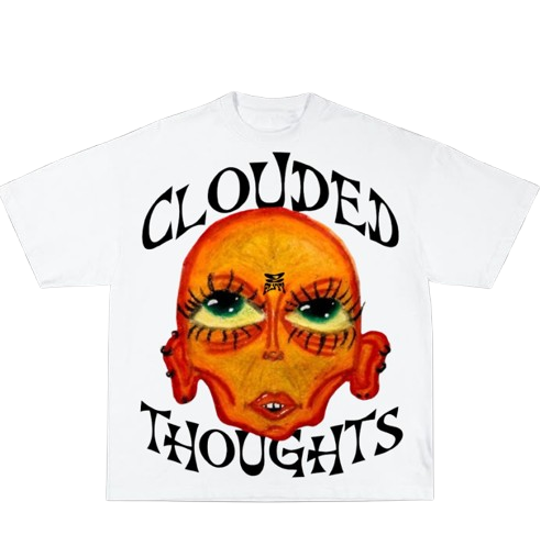 CLOUDED THOUGHTS ORANGE UFO WHITE TEE
